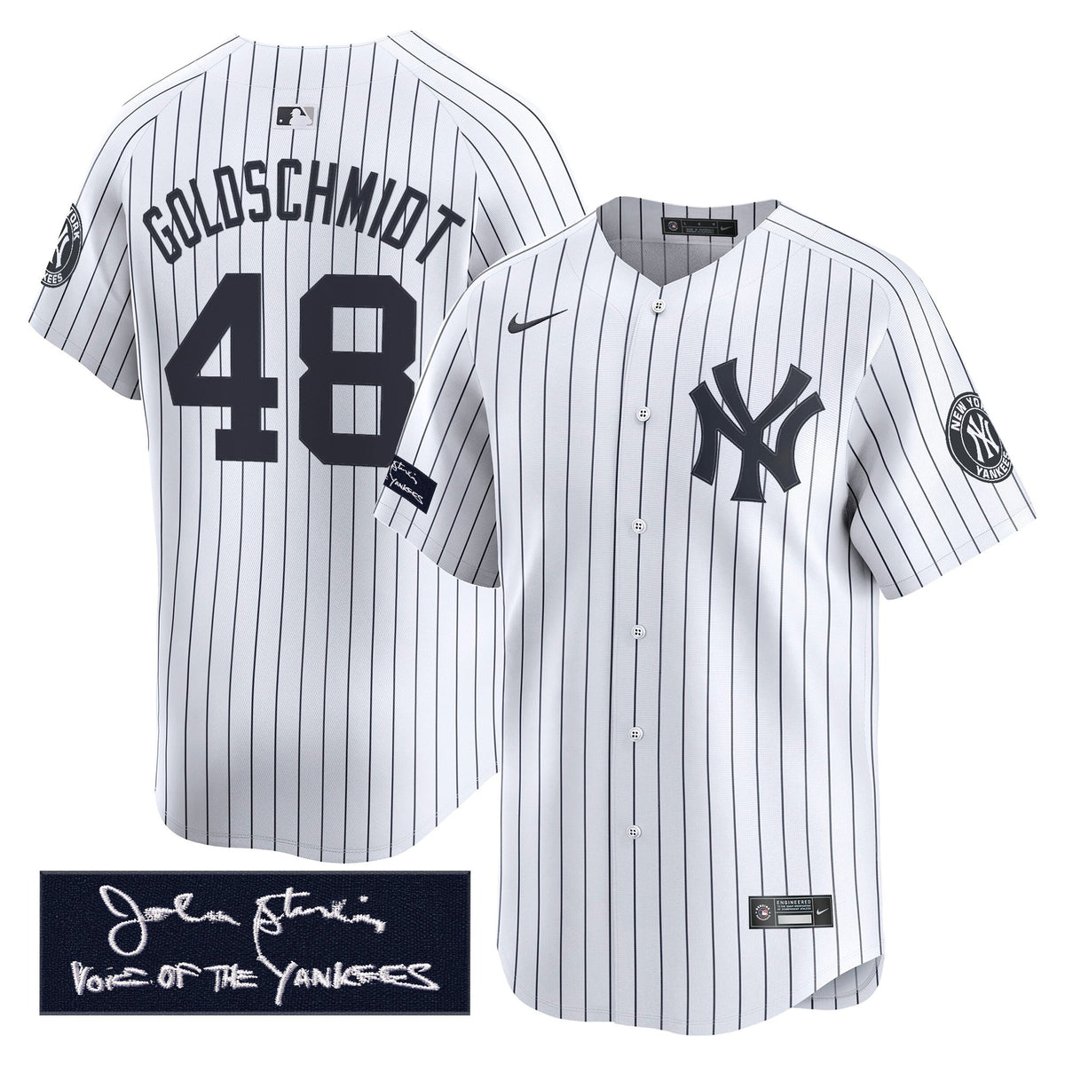 Men's Yankees John Sterling "The Voice of the Yankees" Tribute Patch Vapor Premier Limited Jersey - All Stitched