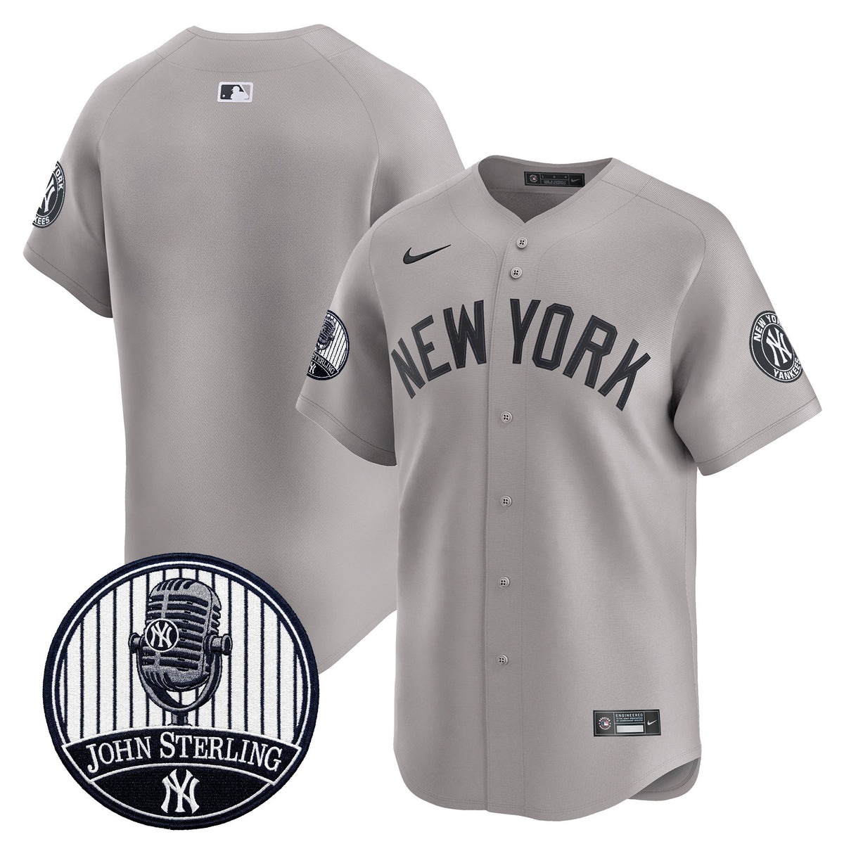 Men's Yankees John Sterling "The Voice of the Yankees" Tribute Patch Vapor Premier Limited Jersey V2 - All Stitched
