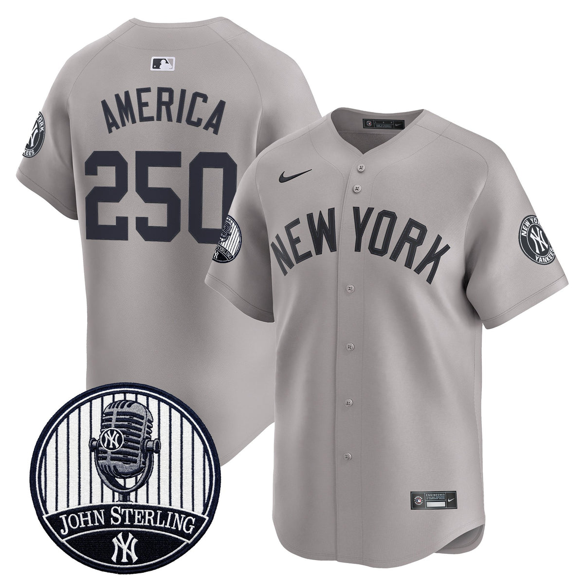Men's Yankees John Sterling "The Voice of the Yankees" Tribute Patch Vapor Premier Limited Jersey V2 - All Stitched
