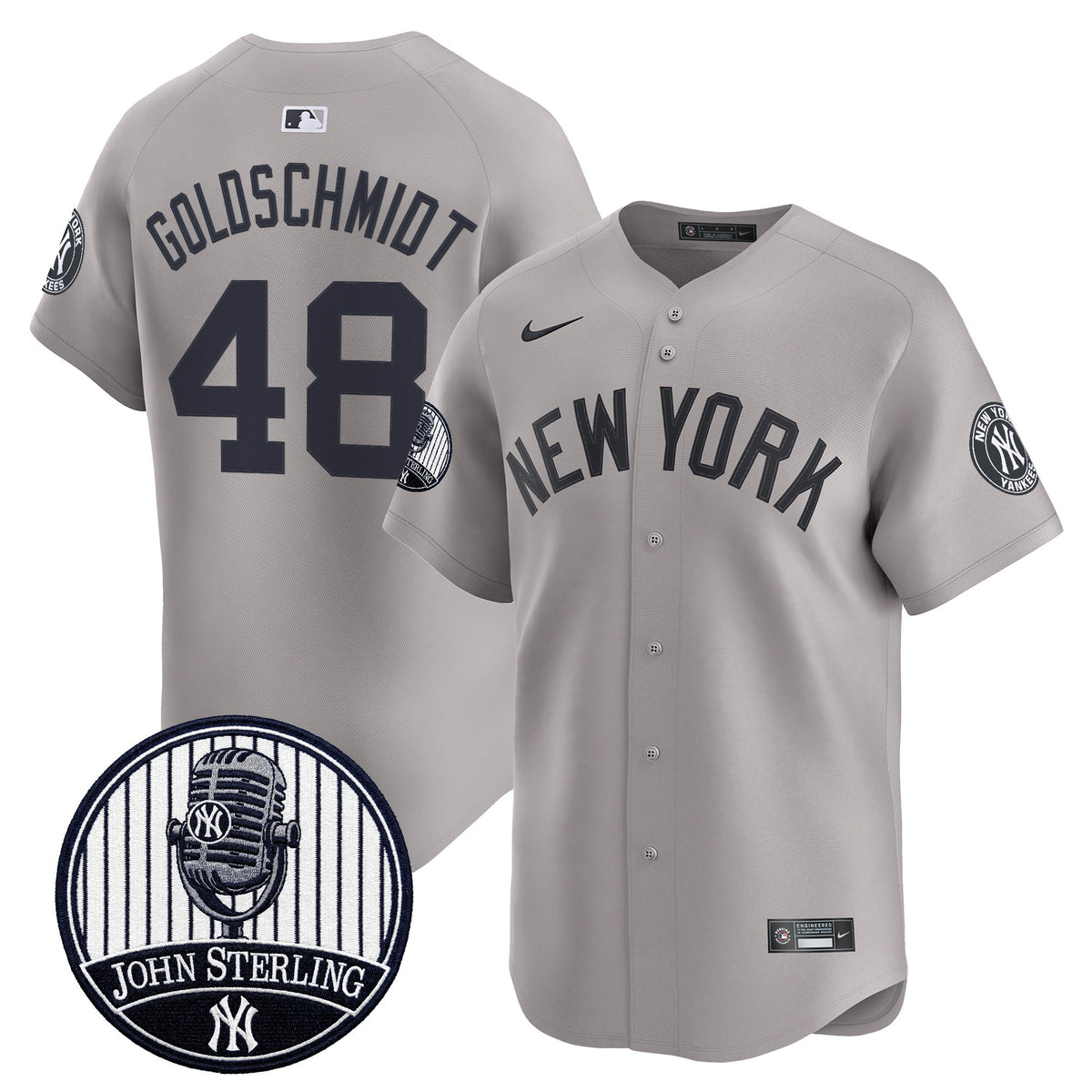 Men's Yankees John Sterling "The Voice of the Yankees" Tribute Patch Vapor Premier Limited Jersey V2 - All Stitched