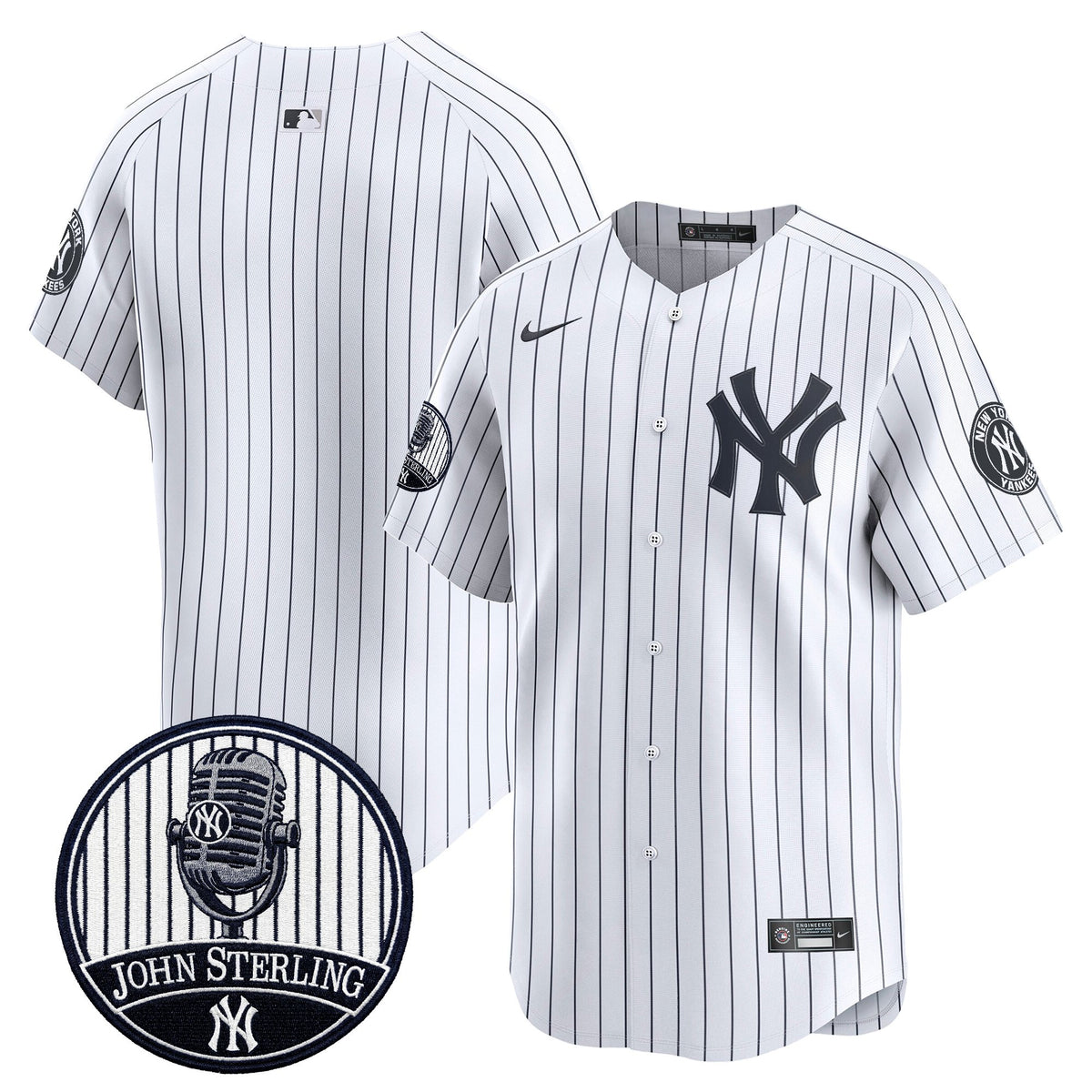 Men's Yankees John Sterling "The Voice of the Yankees" Tribute Patch Vapor Premier Limited Jersey V2 - All Stitched