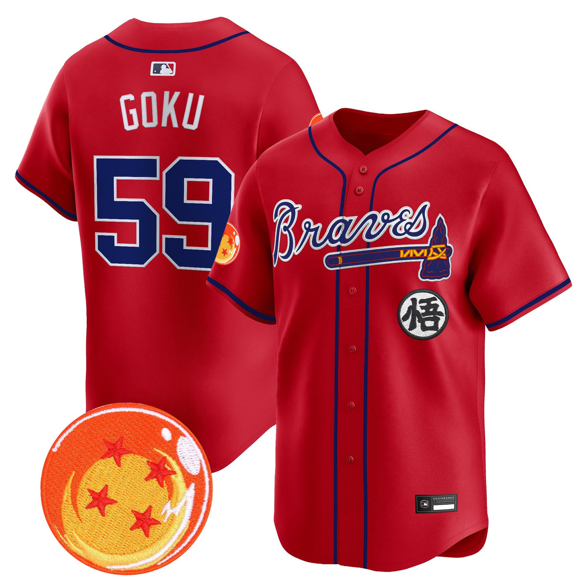 Men's Atlanta Braves x Dragon Ball Vapor Premier Limited Jersey - All Stitched