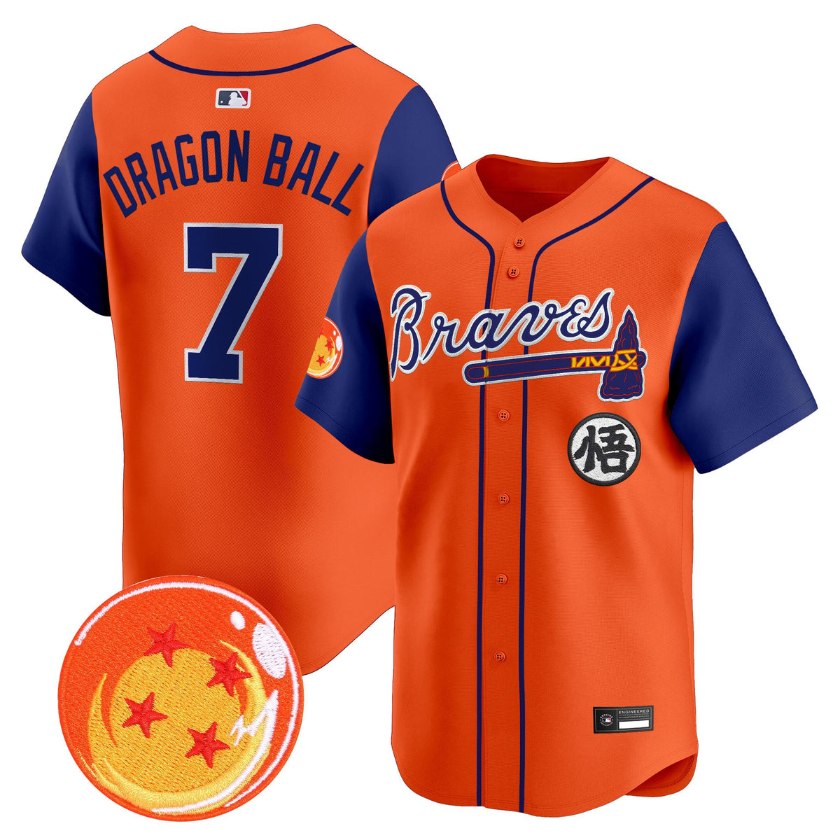 Men's Atlanta Braves x Dragon Ball Vapor Premier Limited Jersey - All Stitched