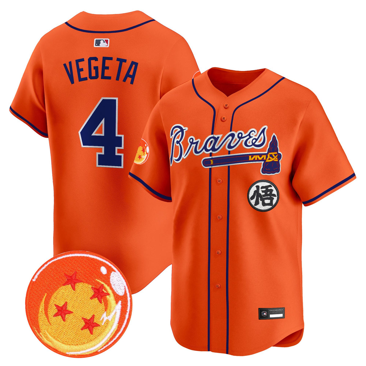 Men's Atlanta Braves x Dragon Ball Vapor Premier Limited Jersey - All Stitched