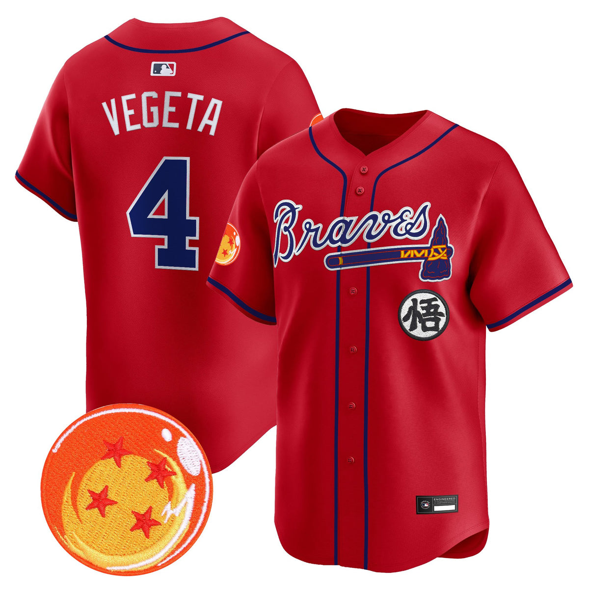 Men's Atlanta Braves x Dragon Ball Vapor Premier Limited Jersey - All Stitched