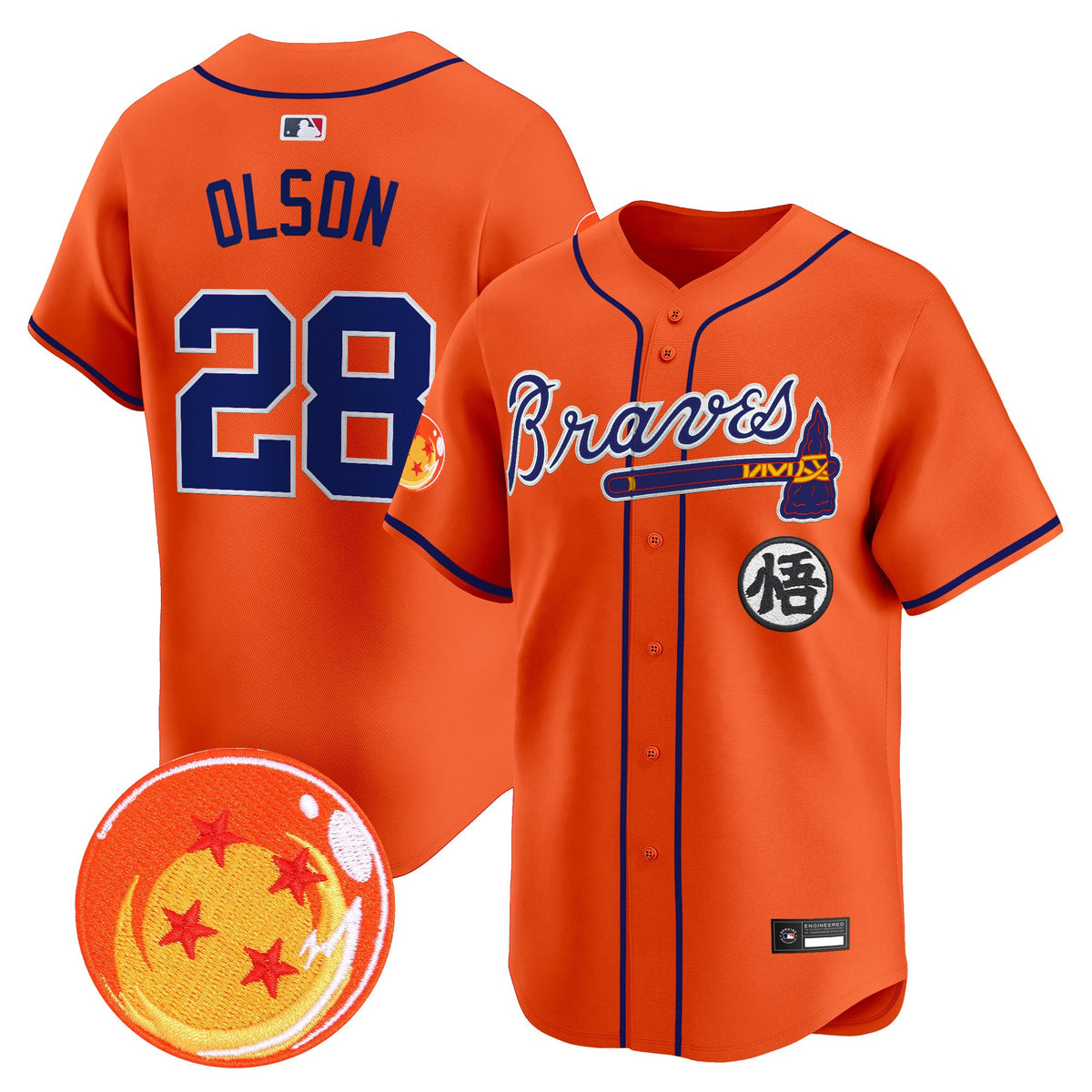Men's Atlanta Braves x Dragon Ball Vapor Premier Limited Jersey - All Stitched