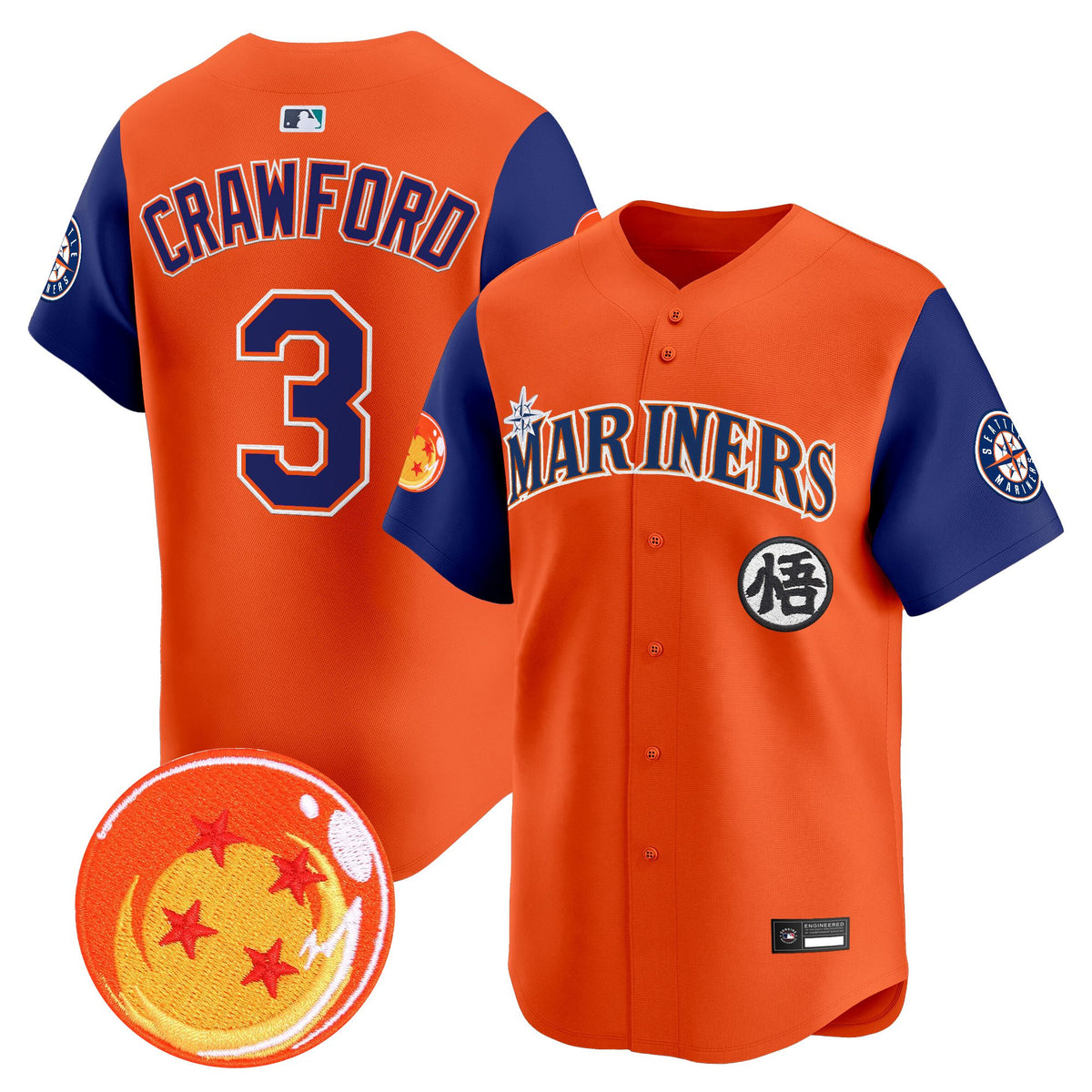 Men's Seattle Mariners x Dragon Ball Vapor Premier Limited Jersey - All Stitched