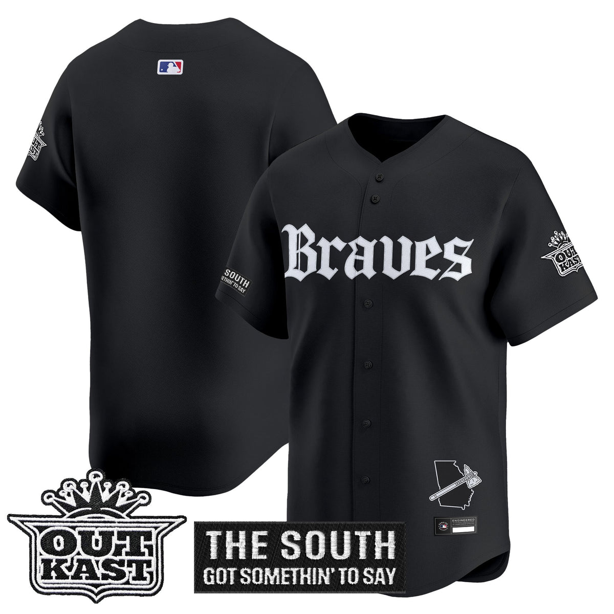 Men's Atlanta Braves 'Gothic South x Outkast Edition' Vapor Premier Limited Jersey V2- All Stitched