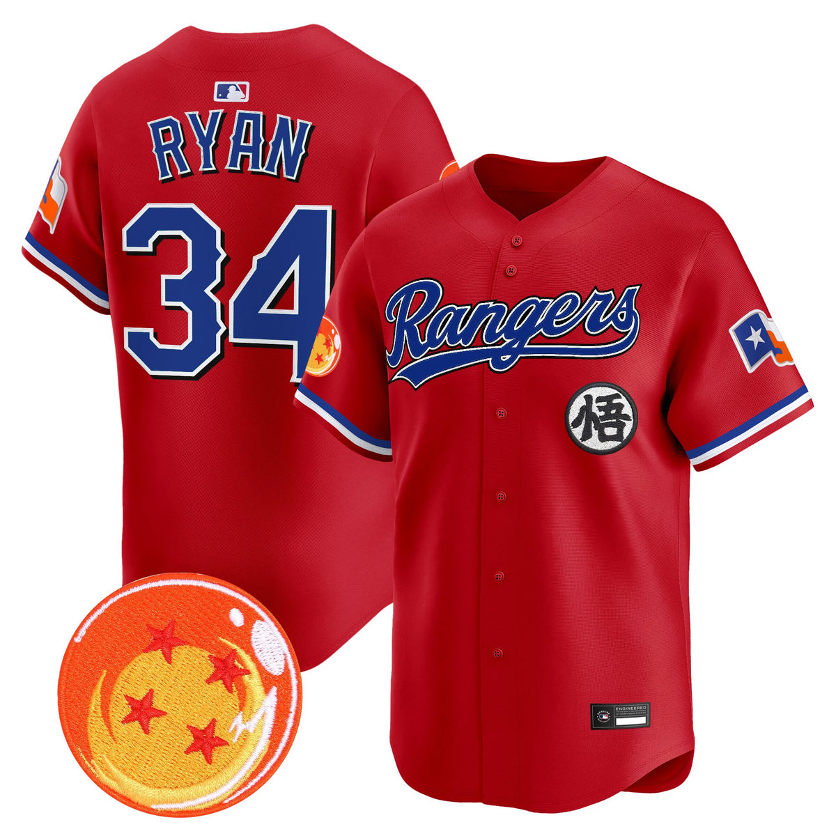 Men's Texas Rangers x Dragon Ball Vapor Premier Limited Jersey - All Stitched