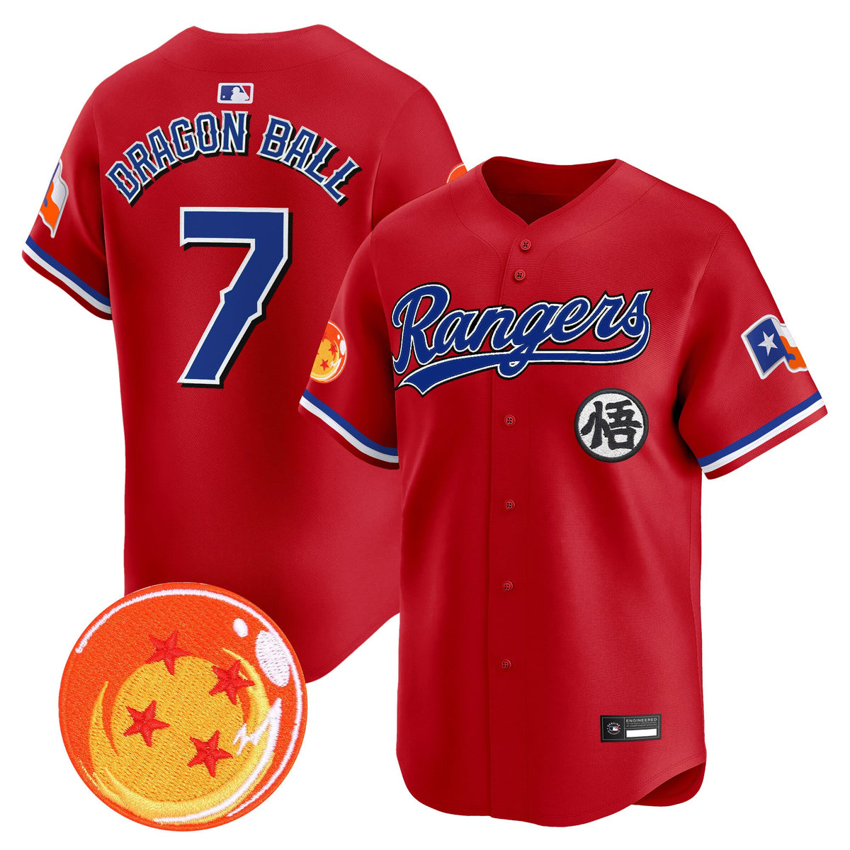 Men's Texas Rangers x Dragon Ball Vapor Premier Limited Jersey - All Stitched