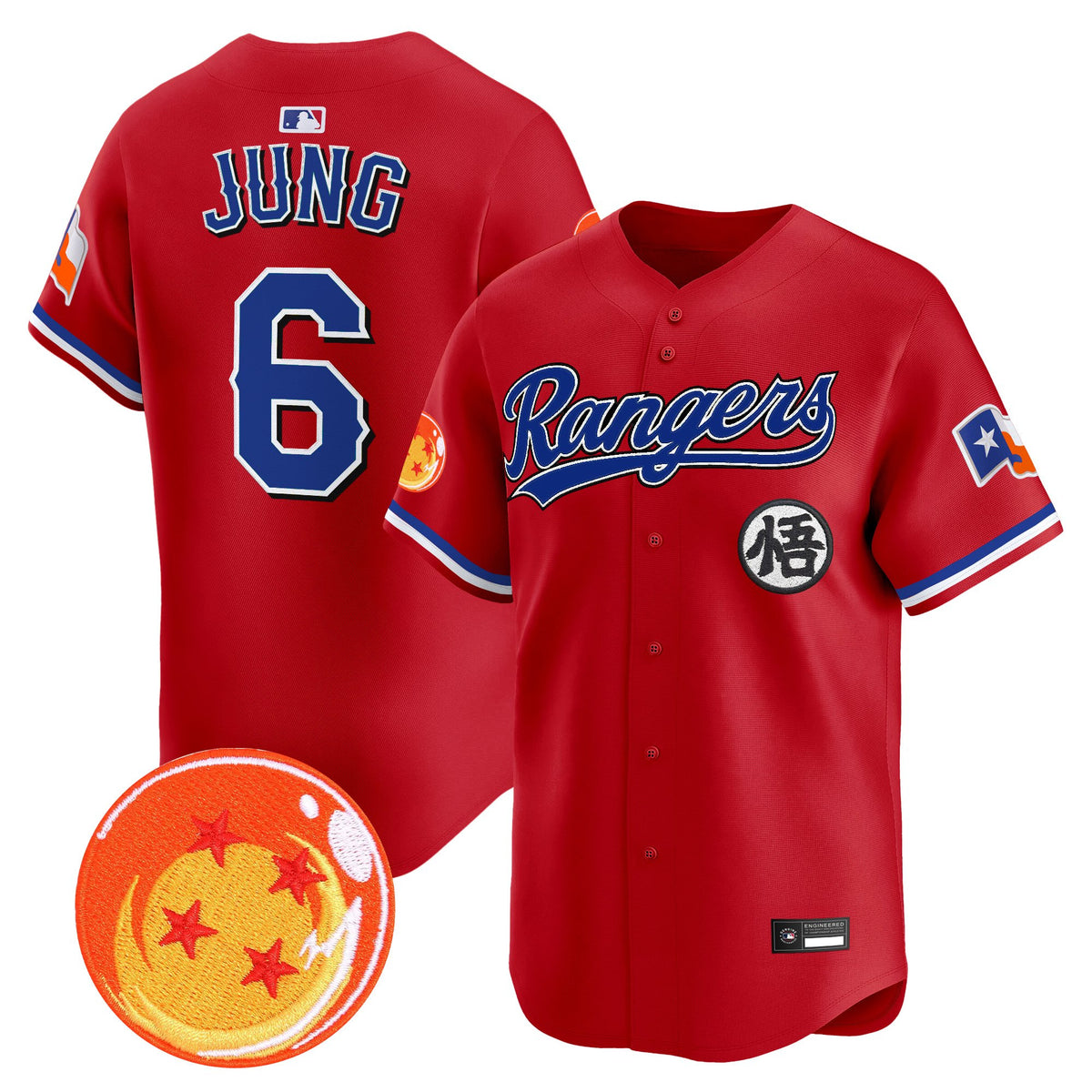 Men's Texas Rangers x Dragon Ball Vapor Premier Limited Jersey - All Stitched