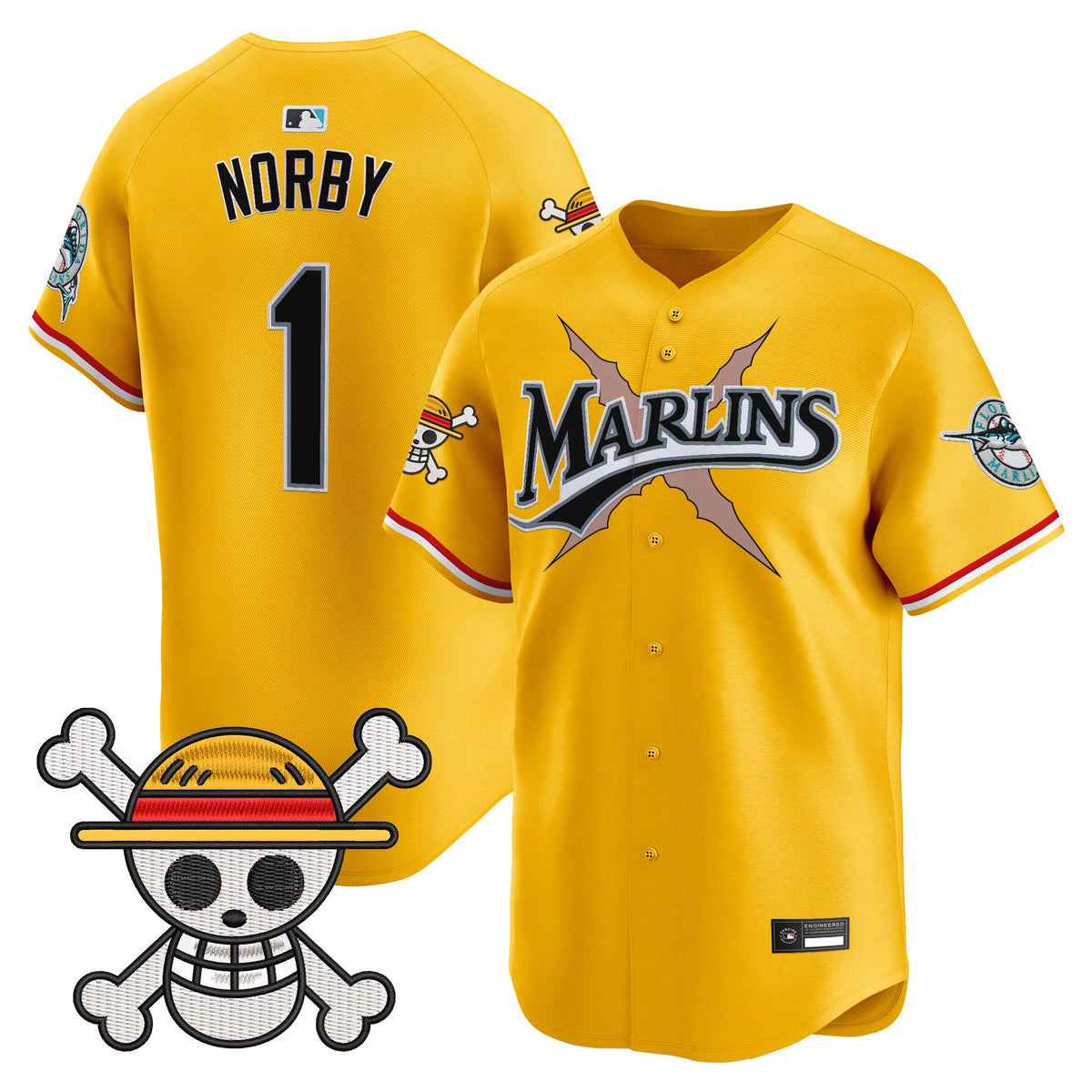 Men's Miami Marlins x One Piece Vapor Premier Limited Jersey - Stitched