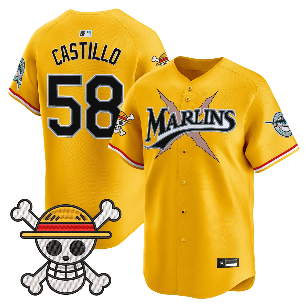 Men's Miami Marlins x One Piece Vapor Premier Limited Jersey - Stitched