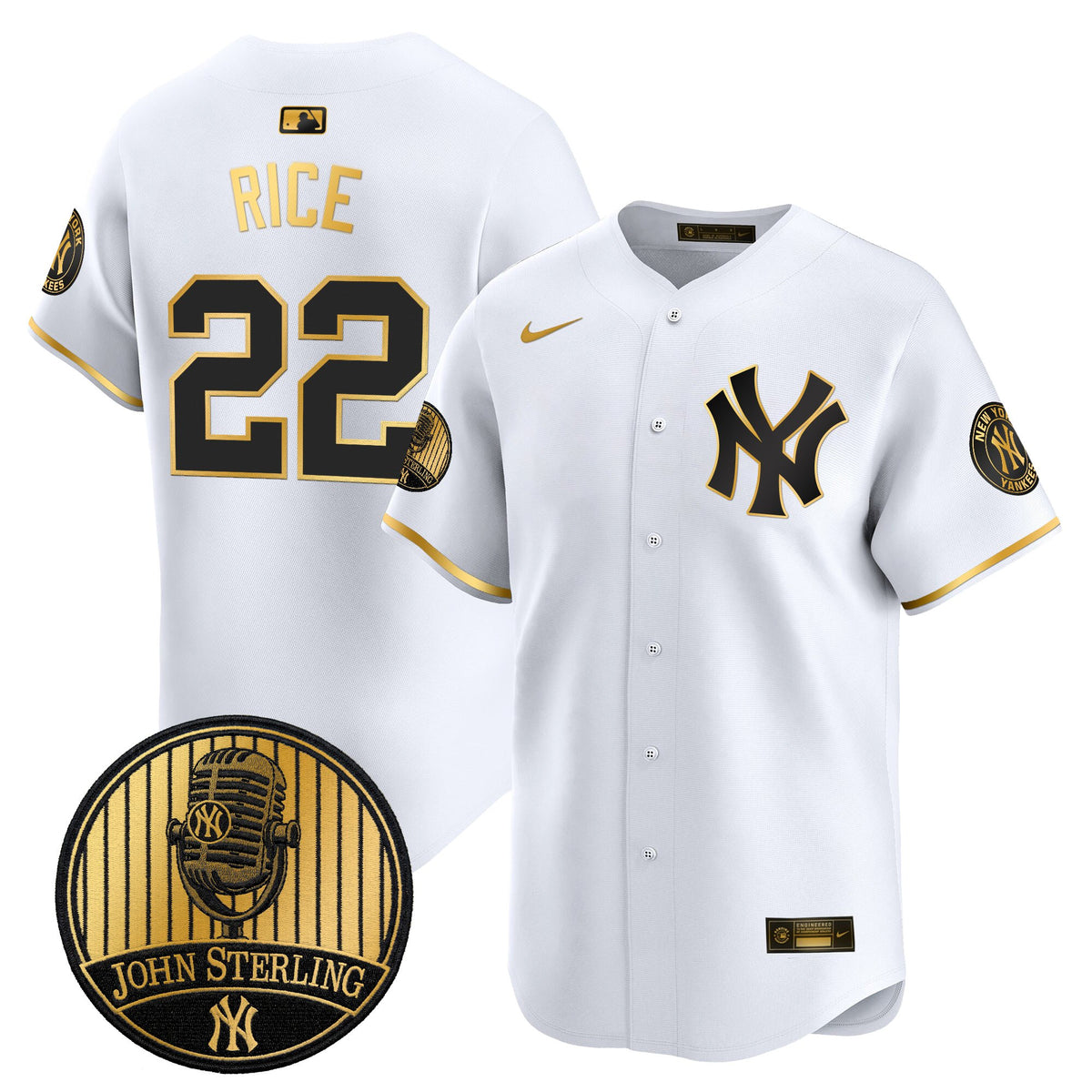 Men's Yankees John Sterling "The Voice of the Yankees" Tribute Patch Vapor Premier Limited Jersey V2 - All Stitched