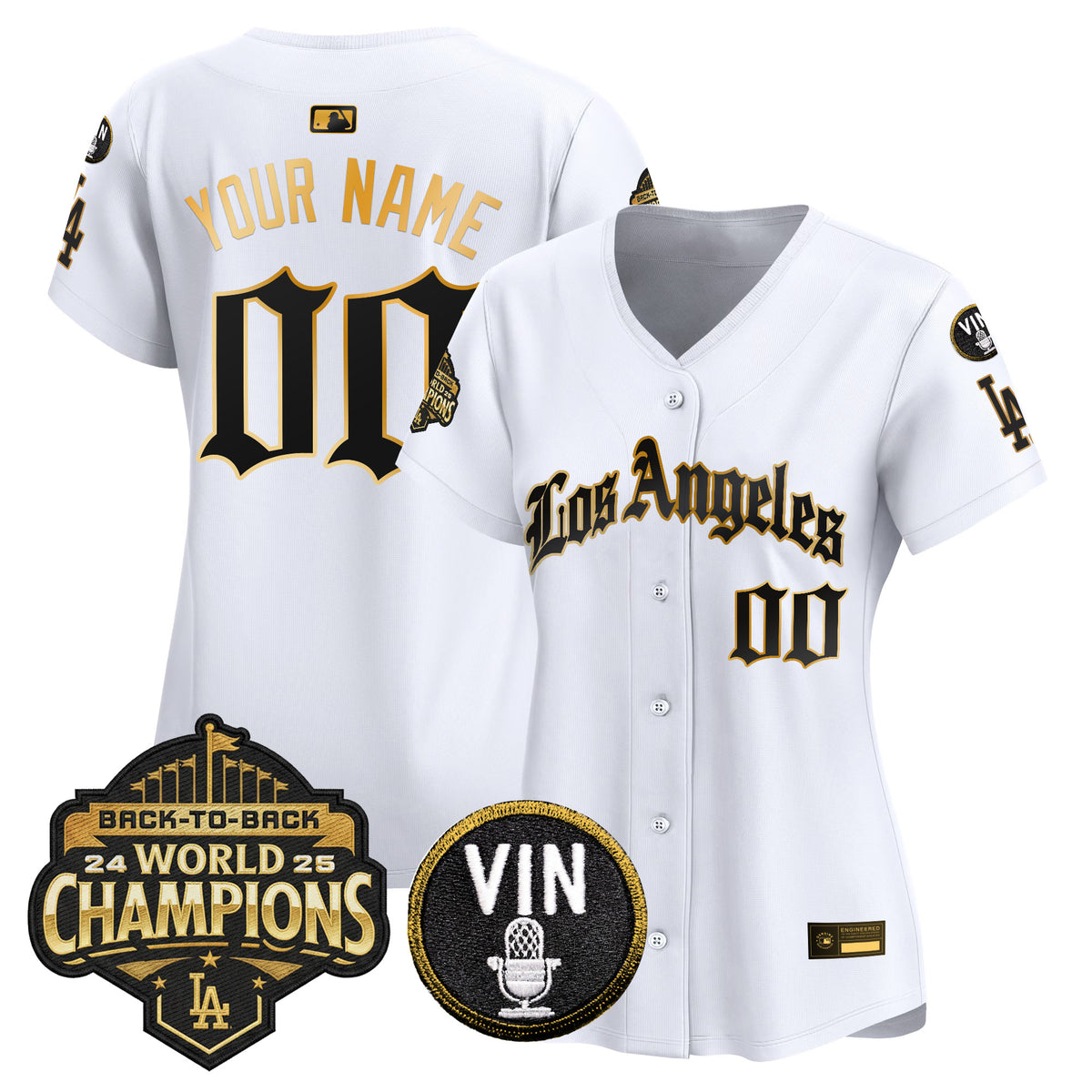 Dodgers 2025 Back-To-Back Champions Vapor Premier Limited Custom Jersey - LA Gothic Edition - All Stitched
