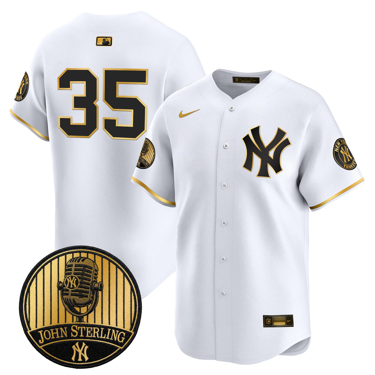 Men's Yankees John Sterling "The Voice of the Yankees" Tribute Patch Vapor Premier Limited Jersey V3 - All Stitched