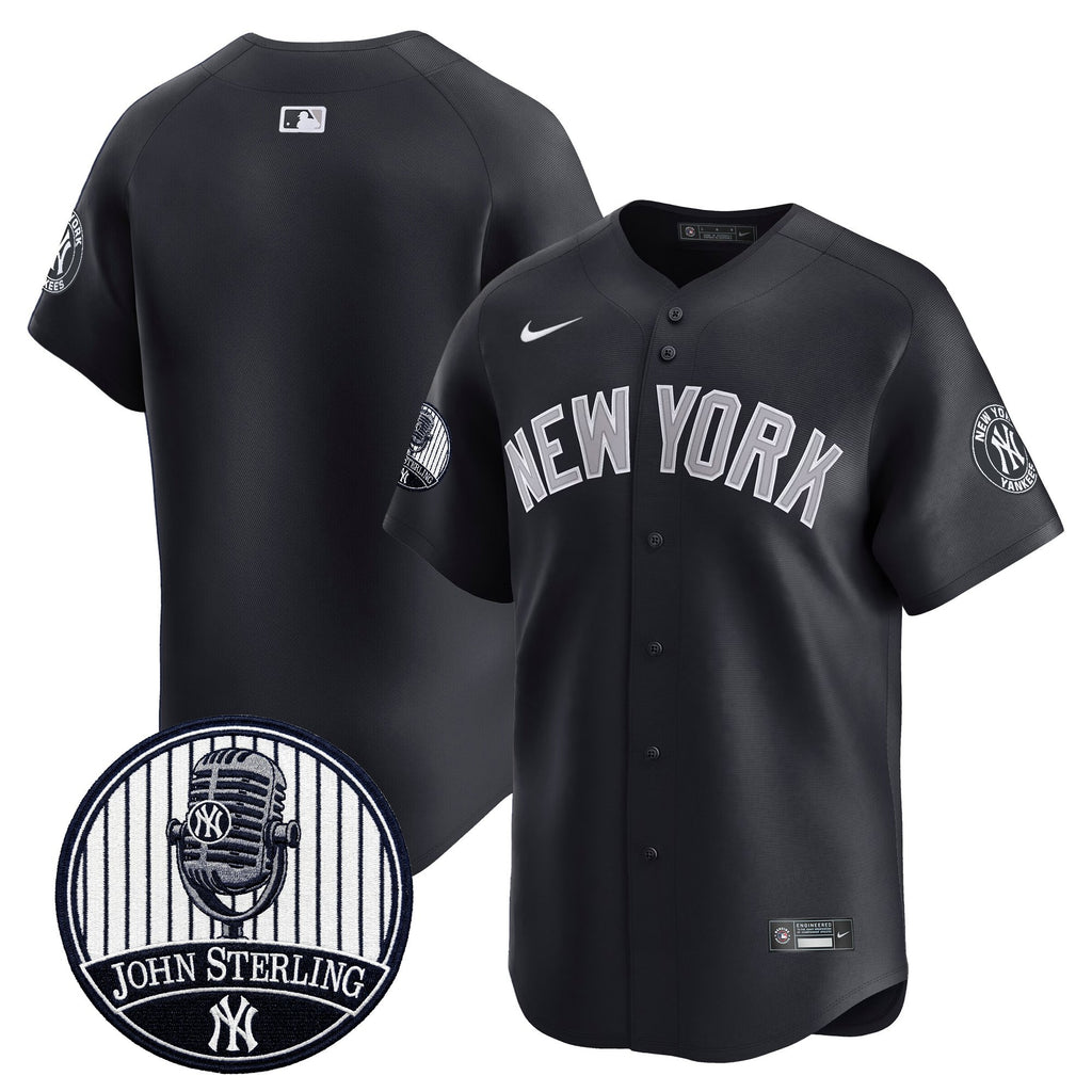 Men's Yankees John Sterling "The Voice of the Yankees" Tribute Patch Vapor Premier Limited Jersey V3 - All Stitched