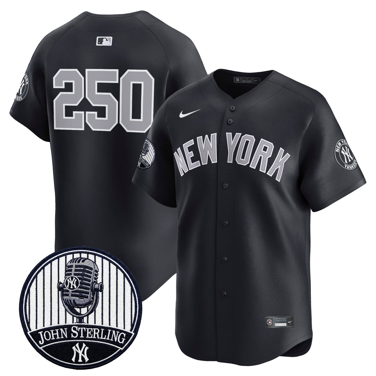 Men's Yankees John Sterling "The Voice of the Yankees" Tribute Patch Vapor Premier Limited Jersey V3 - All Stitched