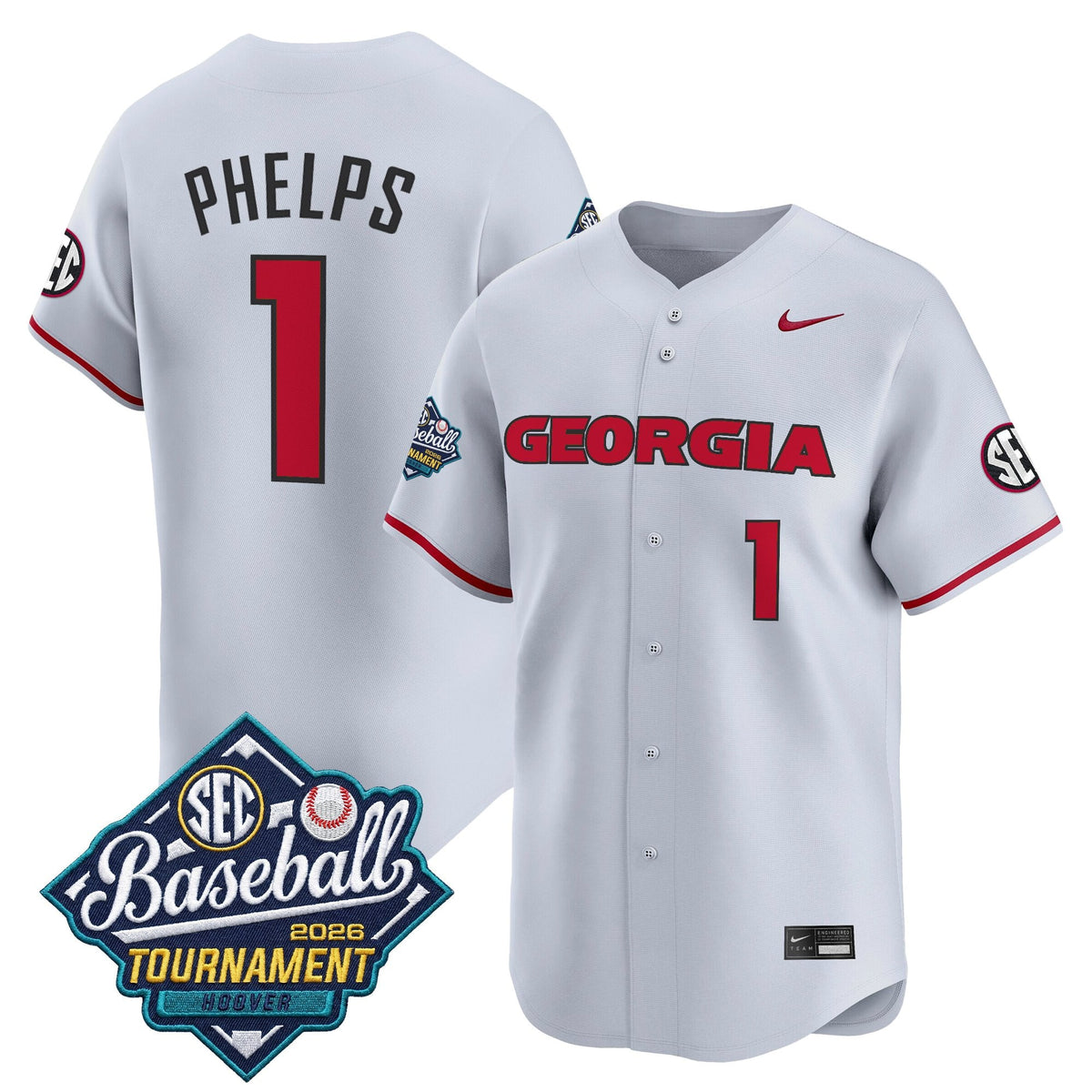 Men's Georgia Bulldogs Baseball Sec Tournament Champions 2026 Vapor Premier Limited Jersey - All Stitched