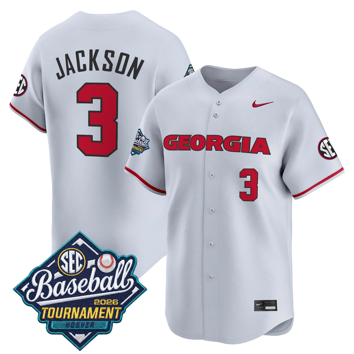 Men's Georgia Bulldogs Baseball Sec Tournament Champions 2026 Vapor Premier Limited Jersey - All Stitched