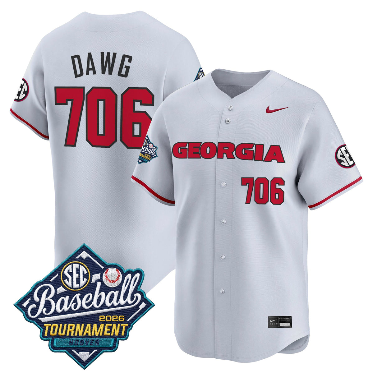 Men's Georgia Bulldogs Baseball Sec Tournament Champions 2026 Vapor Premier Limited Jersey - All Stitched