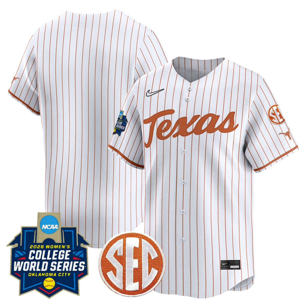 Men's size - Texas Longhorns Softball 2026 World Series (WCWS) Vapor Premier Limited Jersey - All Stitched