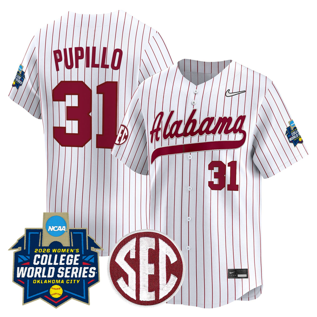 Men's Size - Alabama Softball 2026 World Series (WCWS) Vapor Premier Limited Jersey - All Stitched