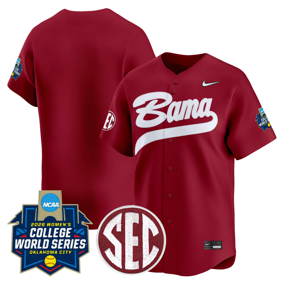 Men's Size - Alabama Softball 2026 World Series (WCWS) Vapor Premier Limited Jersey - All Stitched