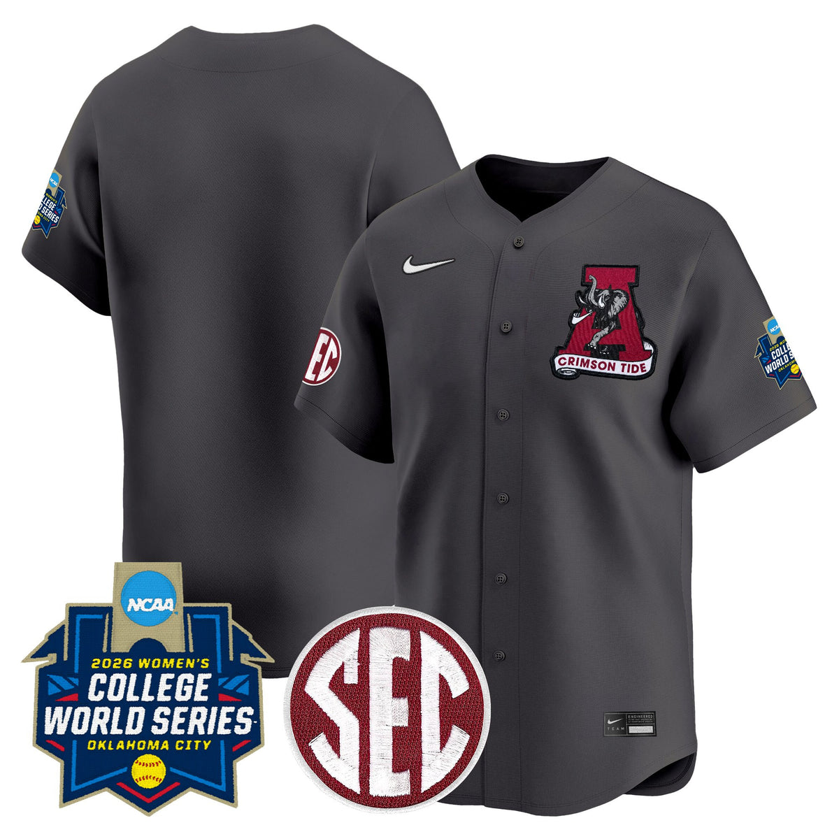 Men's Size - Alabama Softball 2026 World Series (WCWS) Vapor Premier Limited Jersey - All Stitched