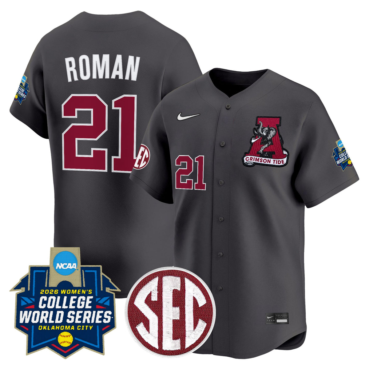 Men's Size - Alabama Softball 2026 World Series (WCWS) Vapor Premier Limited Jersey - All Stitched