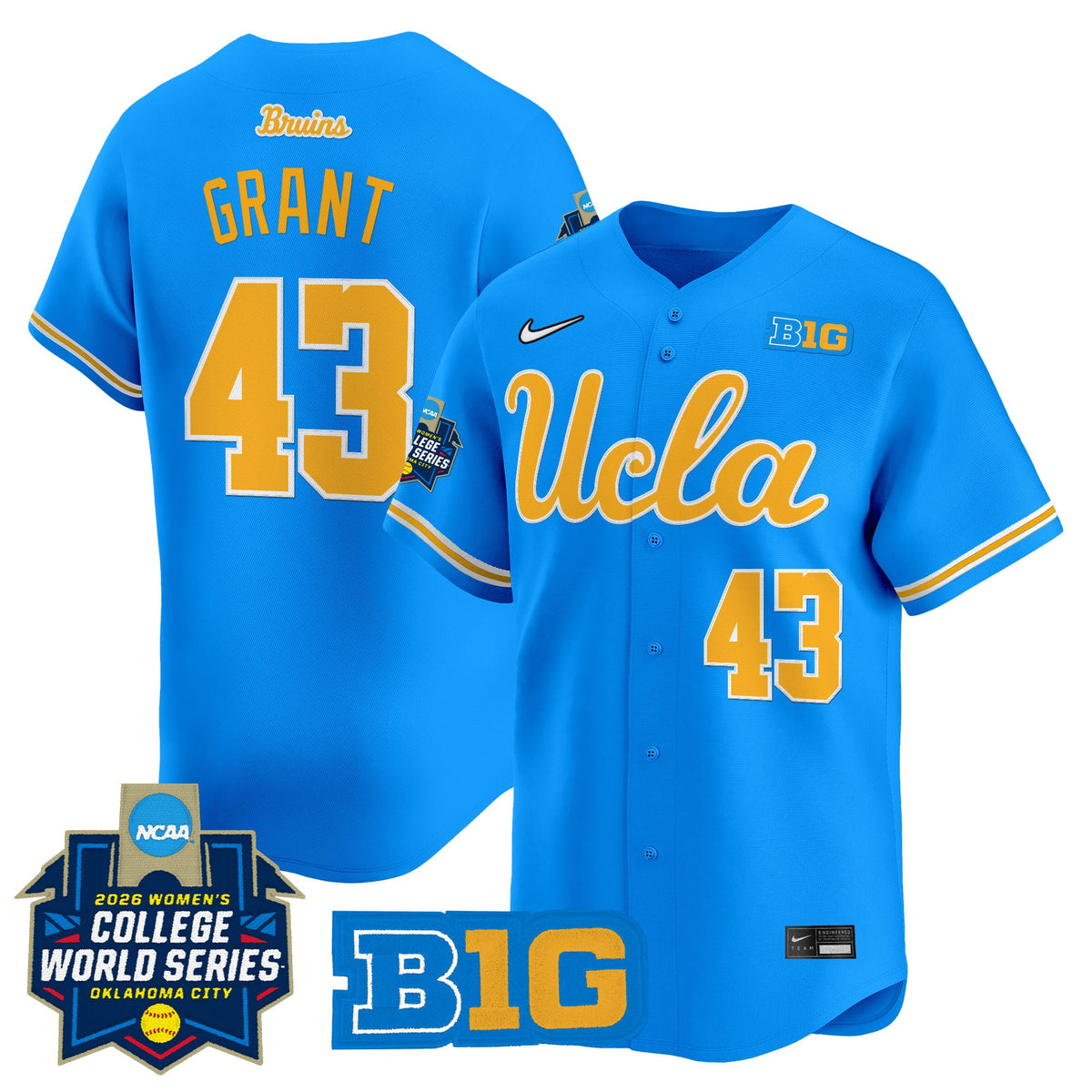 Men's Size - UCLA Bruins Softball 2026 World Series (WCWS) Vapor Premier Limited Jersey - All Stitched