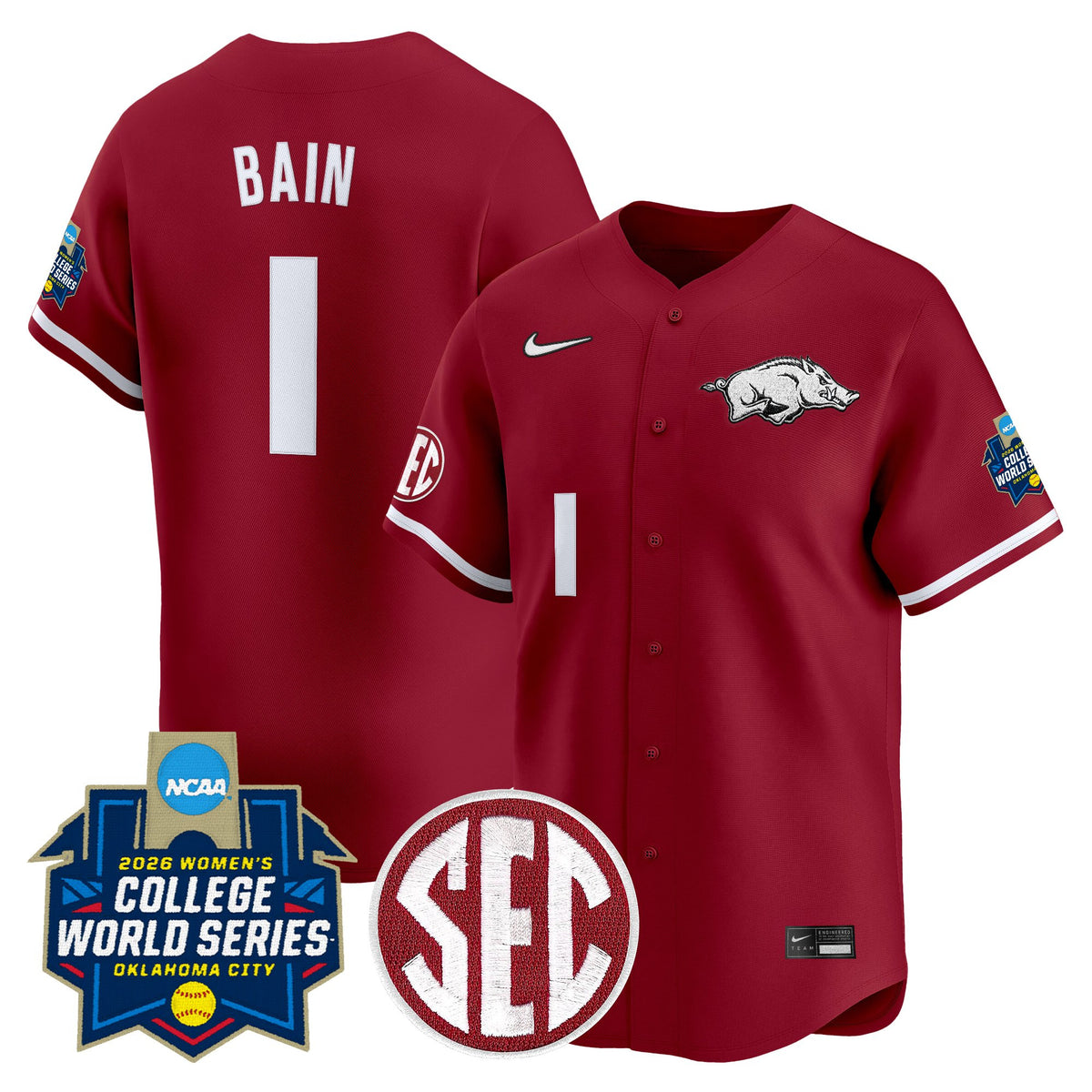 Men's Size - Arkansas Softball 2026 World Series (WCWS) Vapor Premier Limited Jersey - All Stitched