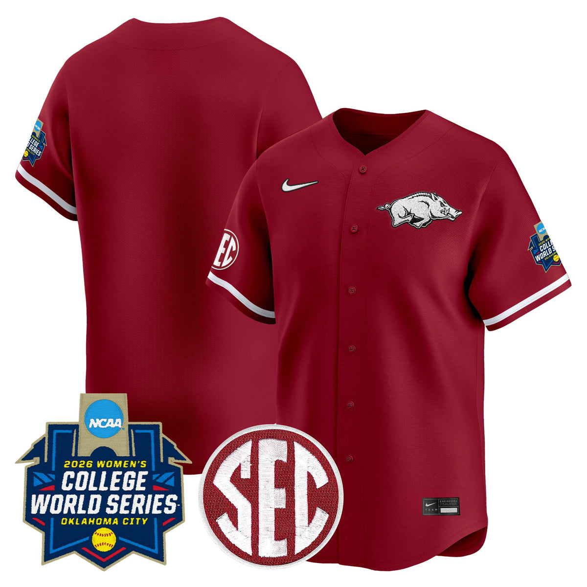 Men's Size - Arkansas Softball 2026 World Series (WCWS) Vapor Premier Limited Jersey - All Stitched