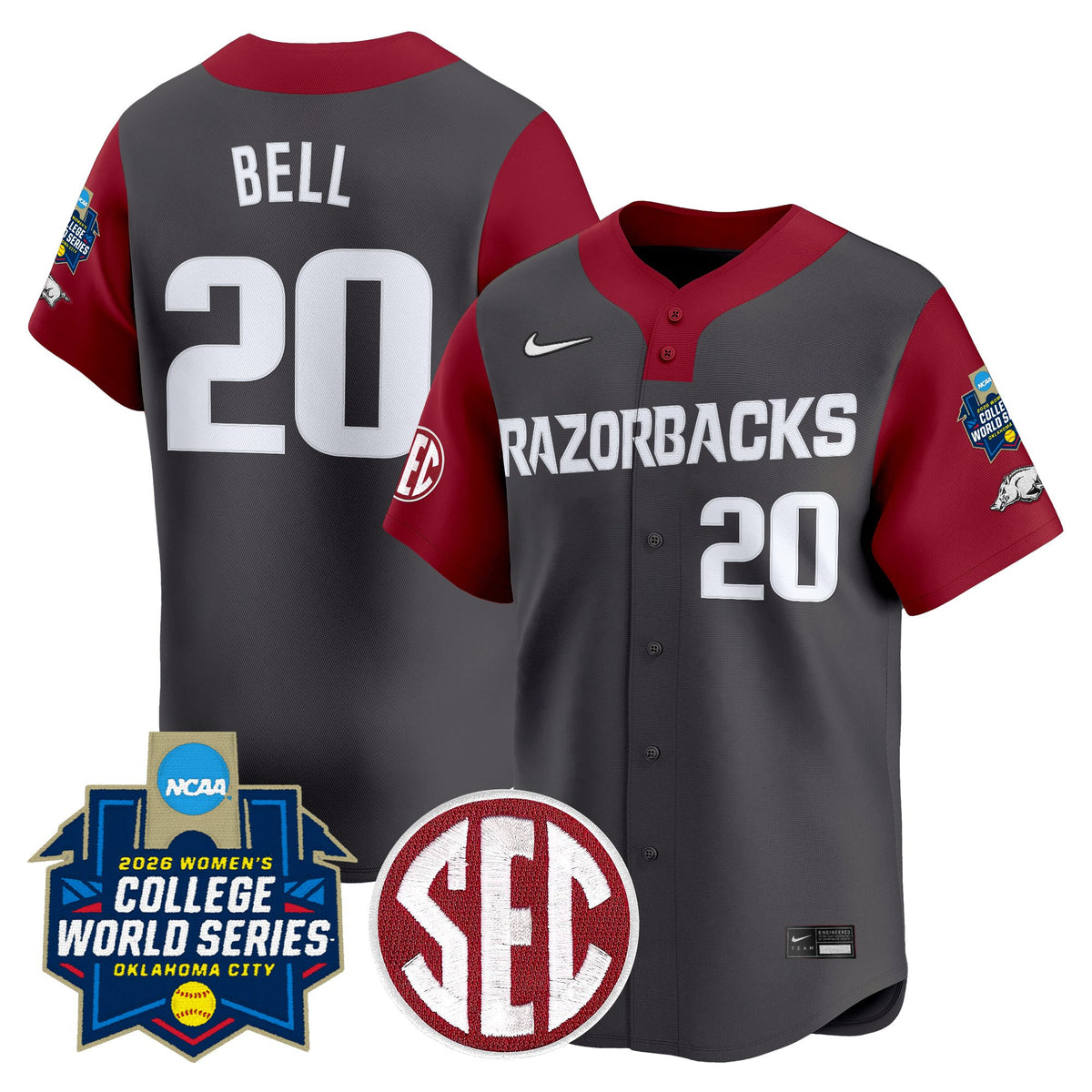 Men's Size - Arkansas Softball 2026 World Series (WCWS) Vapor Premier Limited Jersey - All Stitched