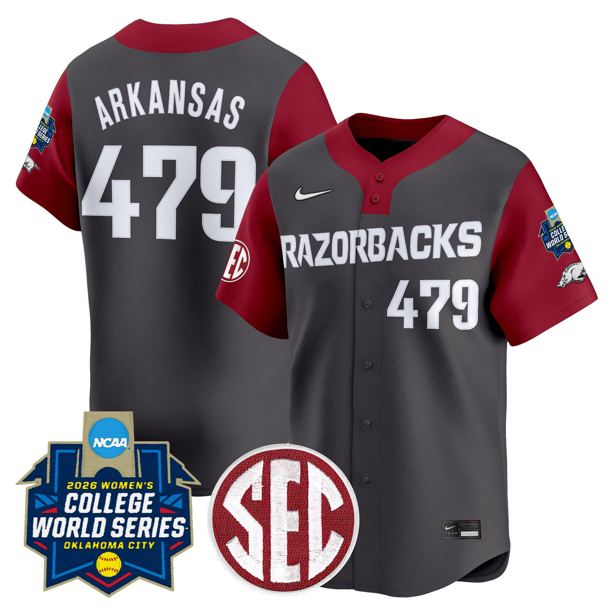 Men's Size - Arkansas Softball 2026 World Series (WCWS) Vapor Premier Limited Jersey - All Stitched