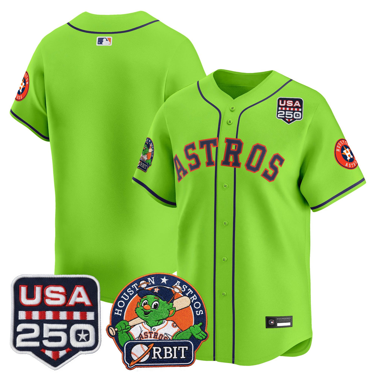 Men's Astros Orbit & 250 America Patch Vapor Premier Limited Jersey - All Stitched
