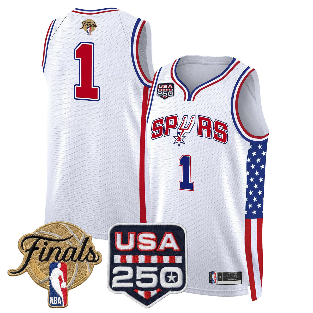 Men's San Antonio Spurs "America 250 Edition" 2026 Finals Patch Swingman Jersey - All Stitched