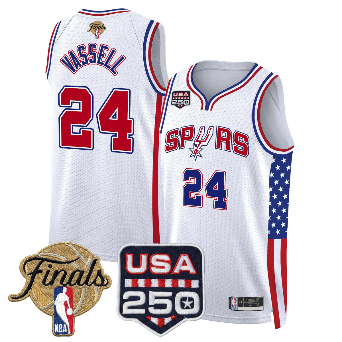 Men's San Antonio Spurs "America 250 Edition" 2026 Finals Patch Swingman Jersey - All Stitched