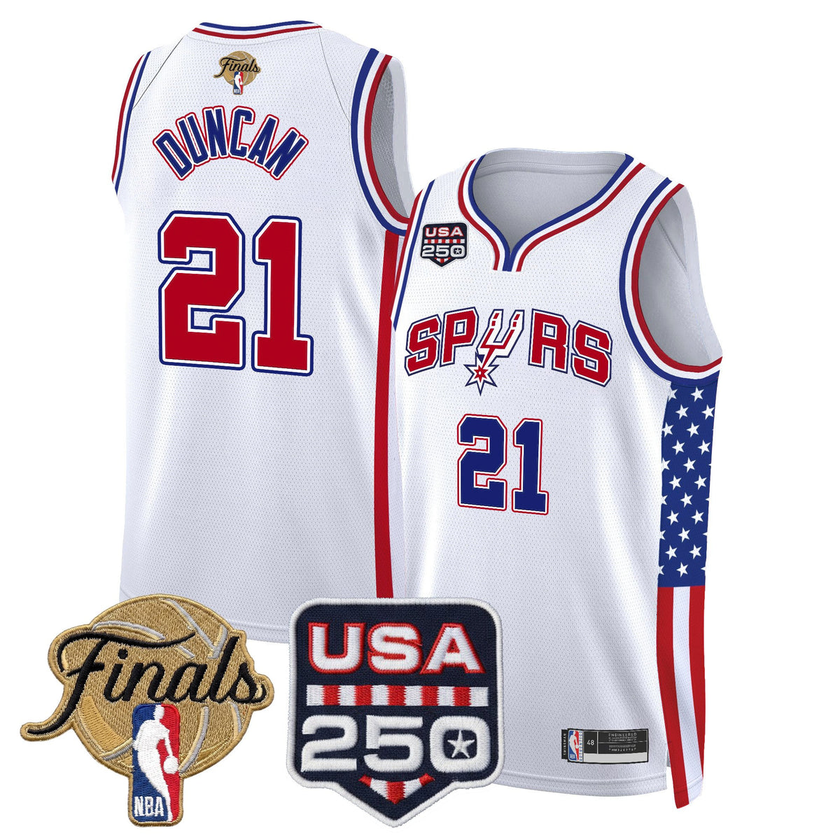 Men's San Antonio Spurs "America 250 Edition" 2026 Finals Patch Swingman Jersey - All Stitched