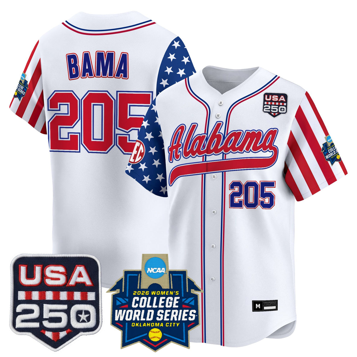 Men's Size - Alabama Softball "America 250 Edition" Vapor Premier Limited Jersey - 2026 World Series (WCWS) - All Stitched