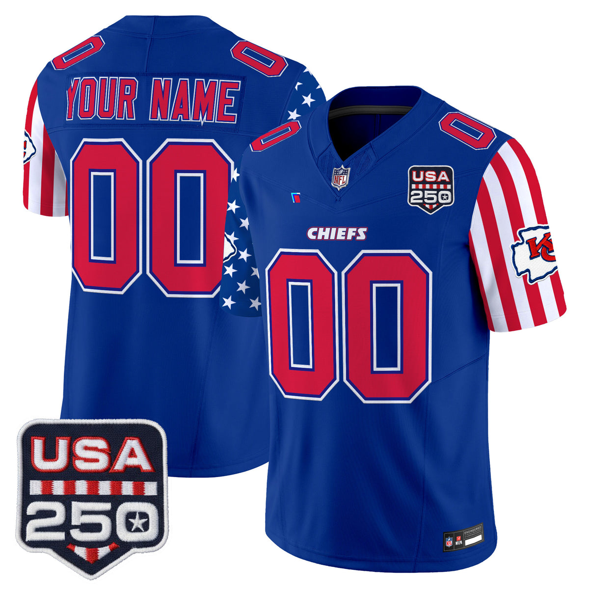 Chiefs "America 250 Edition" Vapor Limited Custom Jersey - All Stitched
