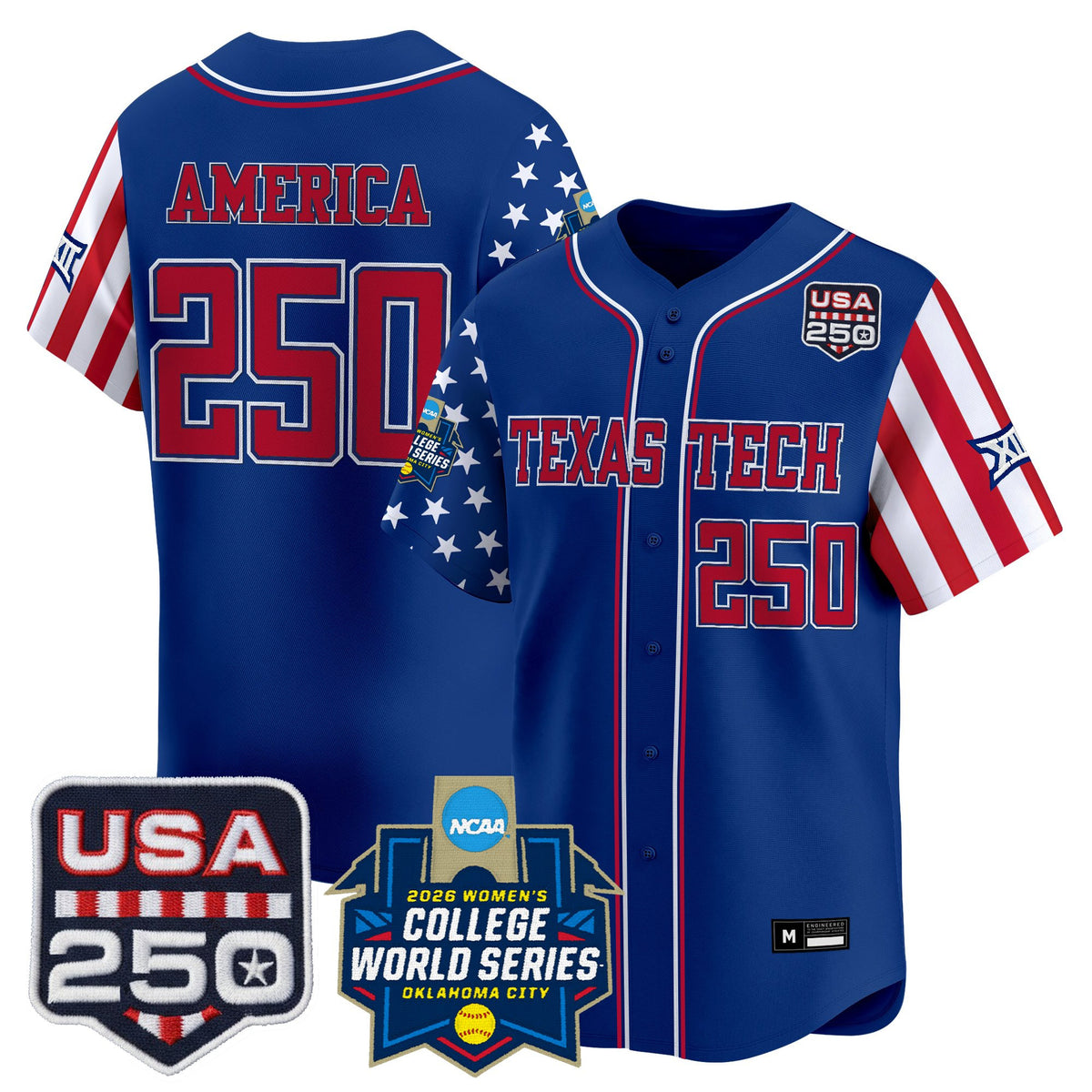 Men's Size - Texas Tech Red Raiders "America 250 Edition" Vapor Premier Limited Jersey - 2026 World Series (WCWS) - All Stitched