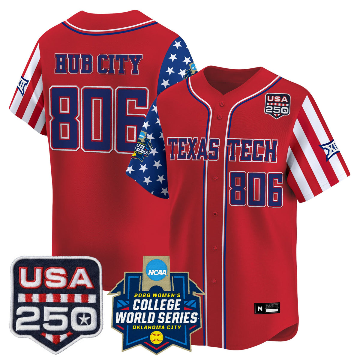 Men's Size - Texas Tech Red Raiders "America 250 Edition" Vapor Premier Limited Jersey - 2026 World Series (WCWS) - All Stitched