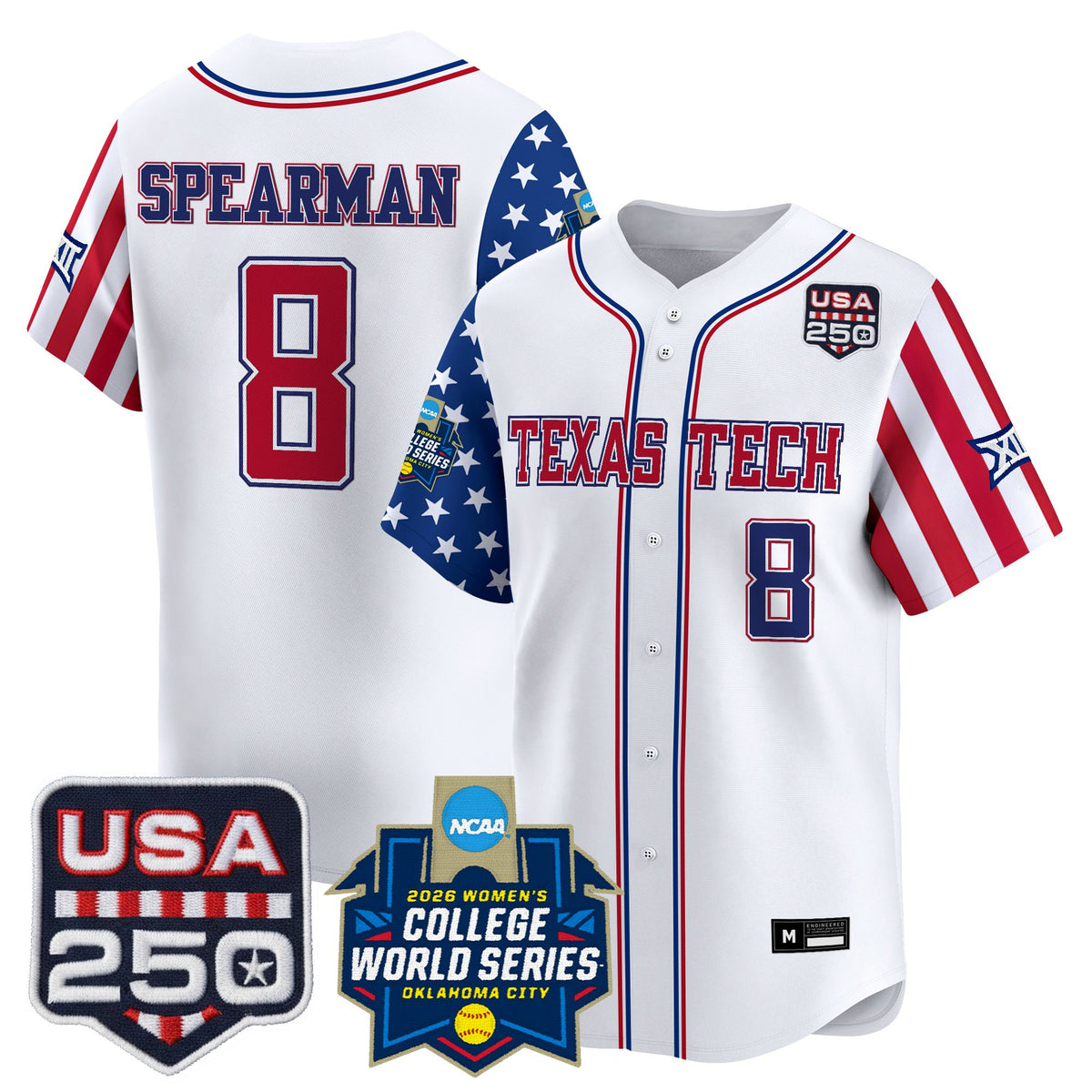 Men's Size - Texas Tech Red Raiders "America 250 Edition" Vapor Premier Limited Jersey - 2026 World Series (WCWS) - All Stitched
