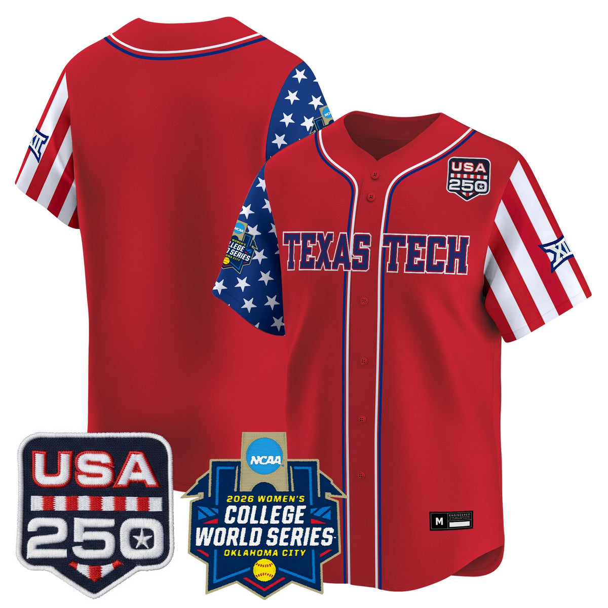 Men's Size - Texas Tech Red Raiders "America 250 Edition" Vapor Premier Limited Jersey - 2026 World Series (WCWS) - All Stitched
