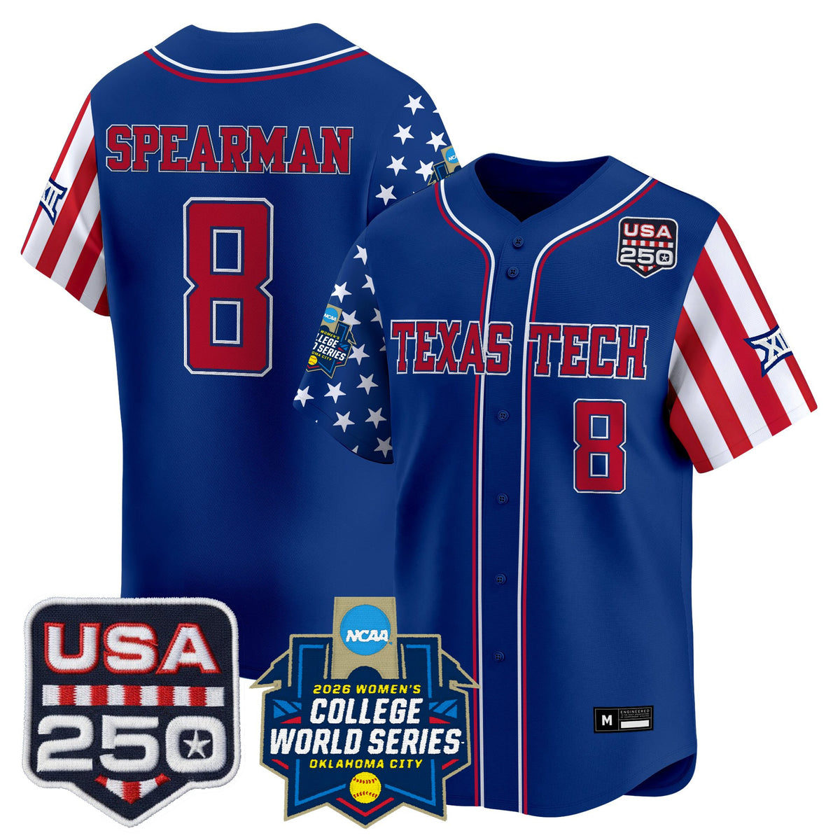 Men's Size - Texas Tech Red Raiders "America 250 Edition" Vapor Premier Limited Jersey - 2026 World Series (WCWS) - All Stitched