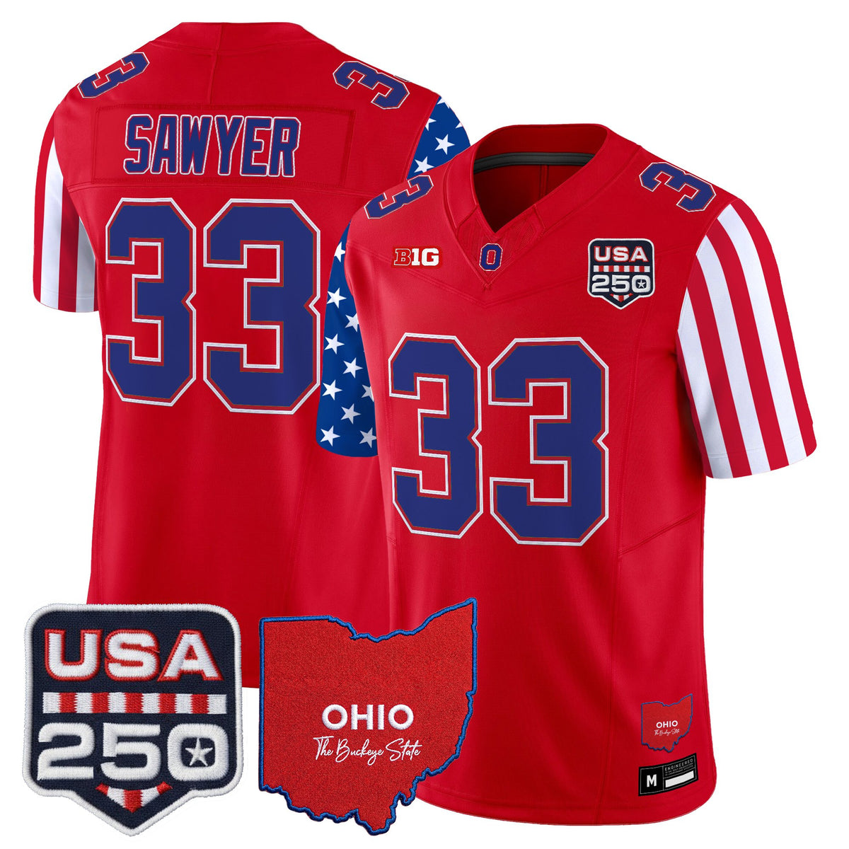 Men's Ohio State Buckeyes "America 250 Edition" Vapor Limited Jersey - All Stitched