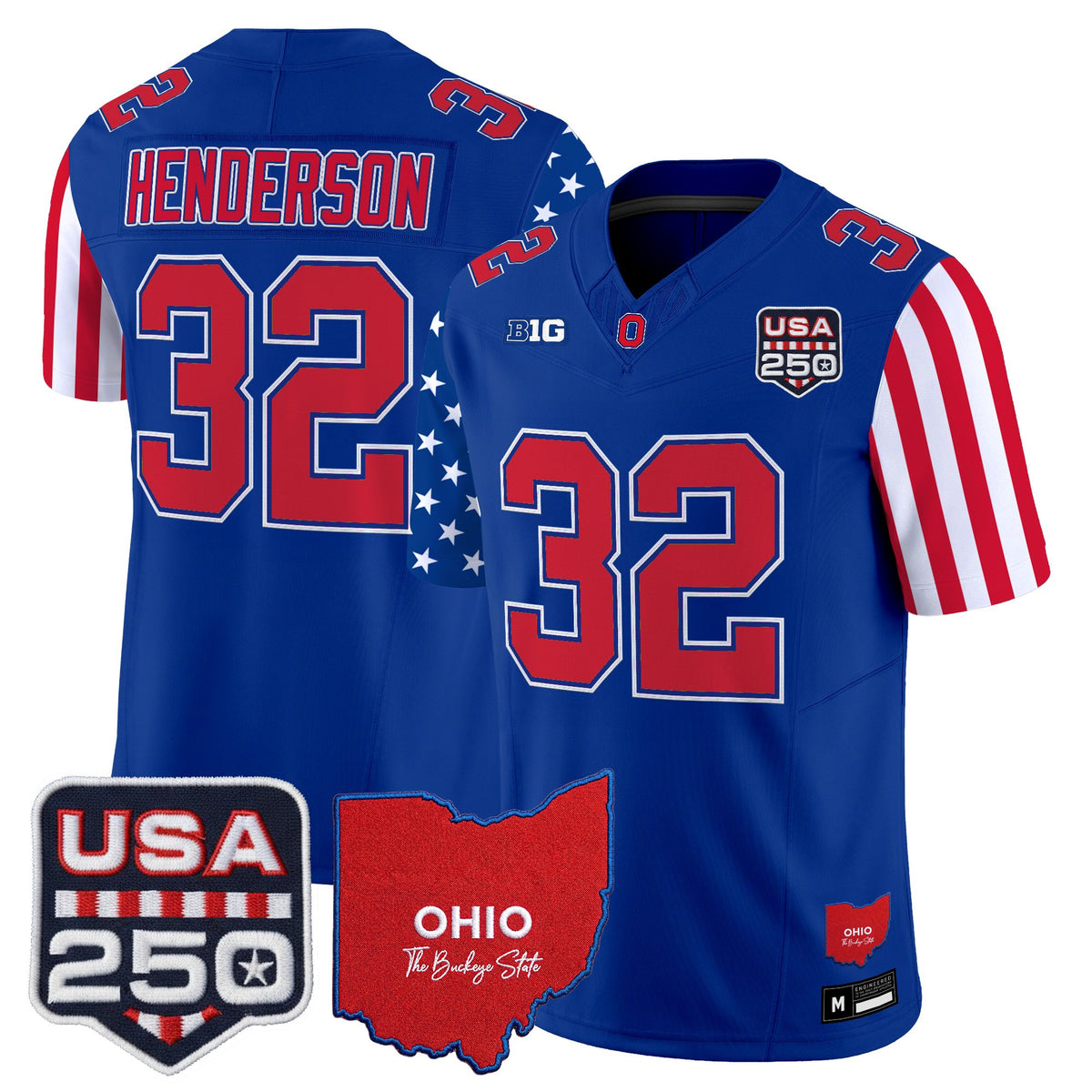 Men's Ohio State Buckeyes "America 250 Edition" Vapor Limited Jersey - All Stitched