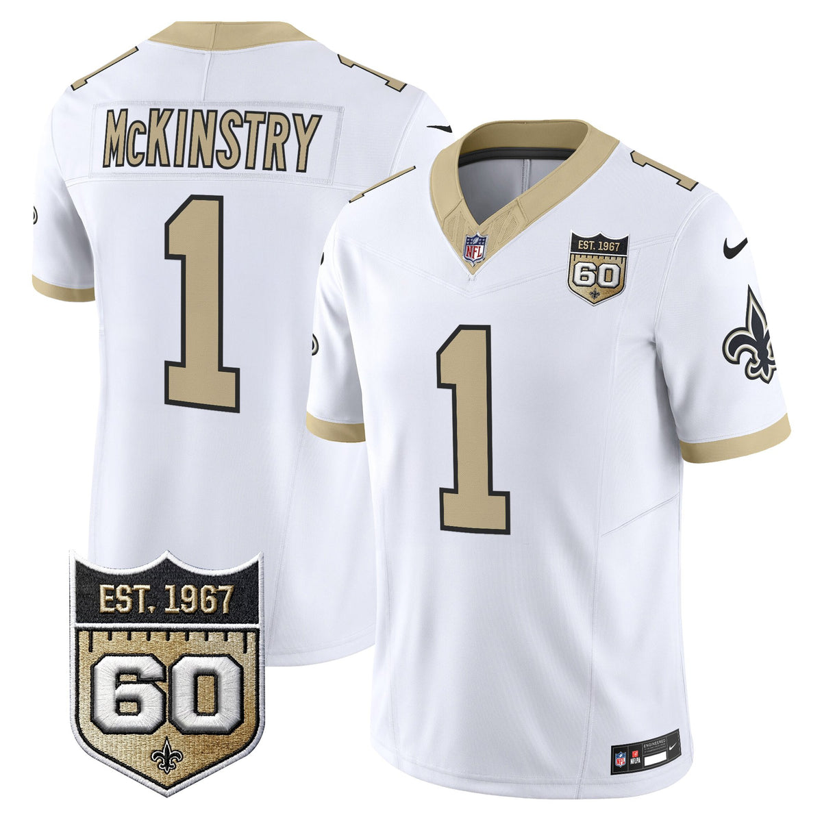 Men's New Orleans Saints 60th Anniversary Patch Vapor Jersey - Gameday Golds Edition - All Stitched