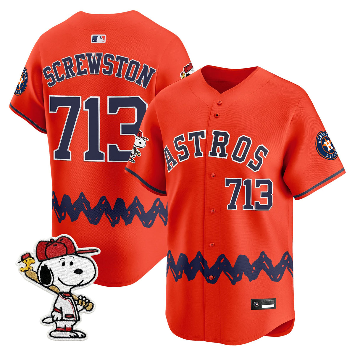Men's Houston Astros x Peanuts Vapor Premier Limited Jersey - Stitched